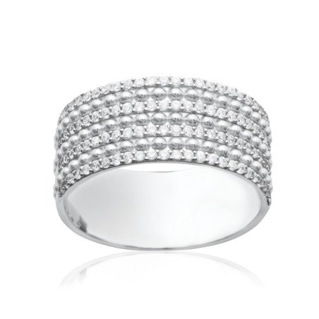 Bague Multirangs Argent Rhodié Oxydes de Zirconium