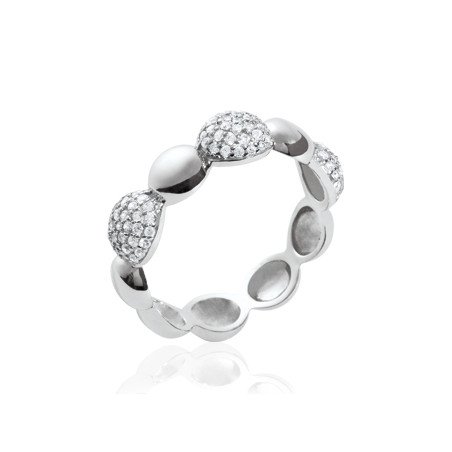Bague Argent Rhodié Bulles Scintillantes
