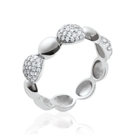Bague Argent Rhodié Bulles Scintillantes