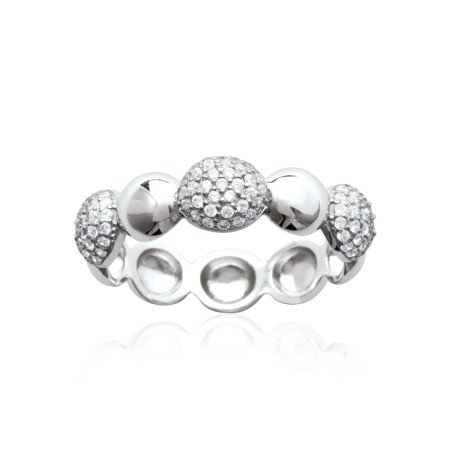 Bague Argent Rhodié Bulles Scintillantes