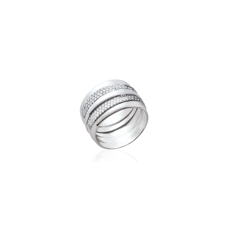 Bague Rubans Scintillants en Argent Rhodié