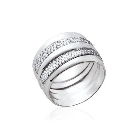 Bague Rubans Scintillants en Argent Rhodié