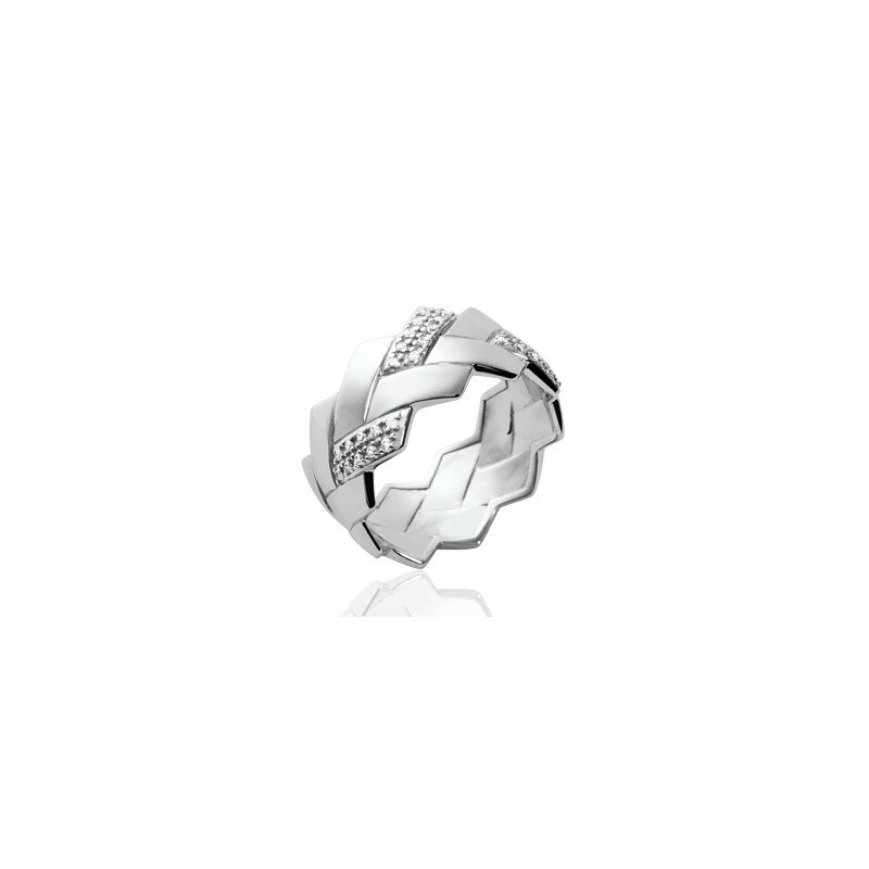 Bague Entrelacs Scintillants en Argent Rhodié