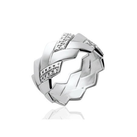 Bague Entrelacs Scintillants en Argent Rhodié