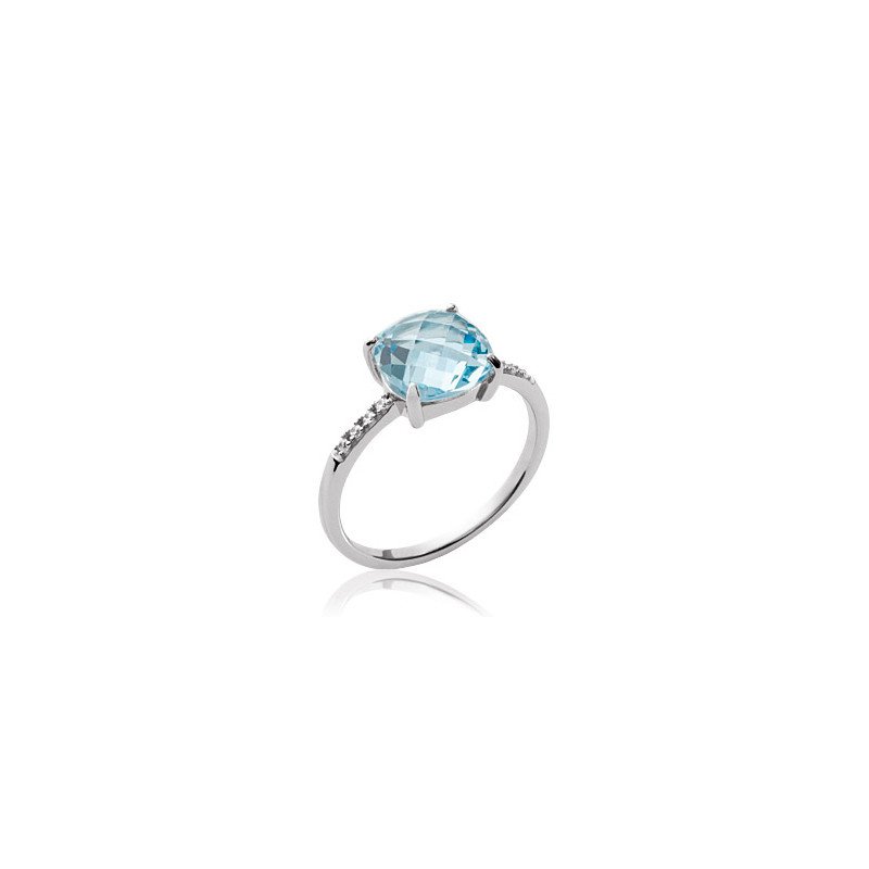Bague Argent Rhodié Pierre Bleue et Accents Scintillants | Kara Bijoux