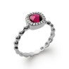 Bague Argent Rhodié Perles & Pierre Fuchsia - Kara Bijoux