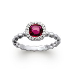 Bague Argent Rhodié Perles & Pierre Fuchsia - Kara Bijoux