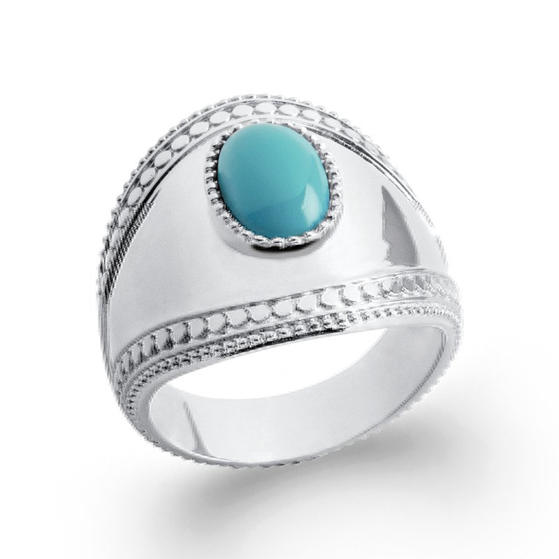 Bague Argent Rhodié Ovale Turquoise
