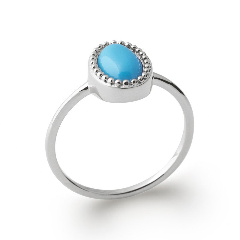 Bague Ovale Bleue Argent Rhodié