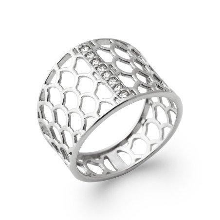 Bague Argent Rhodié Mailles Scintillantes