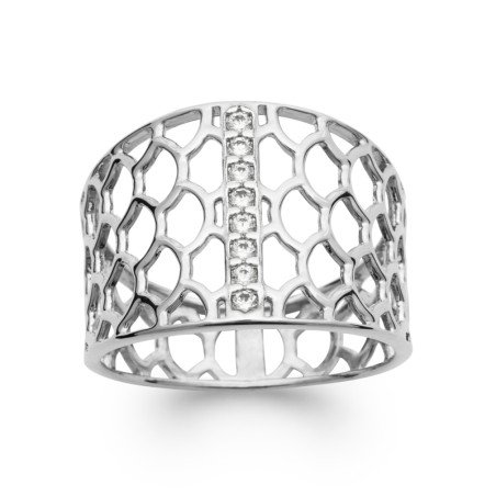 Bague Argent Rhodié Mailles Scintillantes