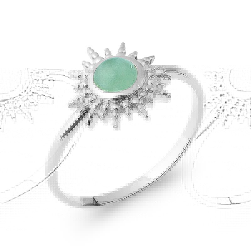 Bague Rayon de Soleil Aventurine en Argent Rhodié