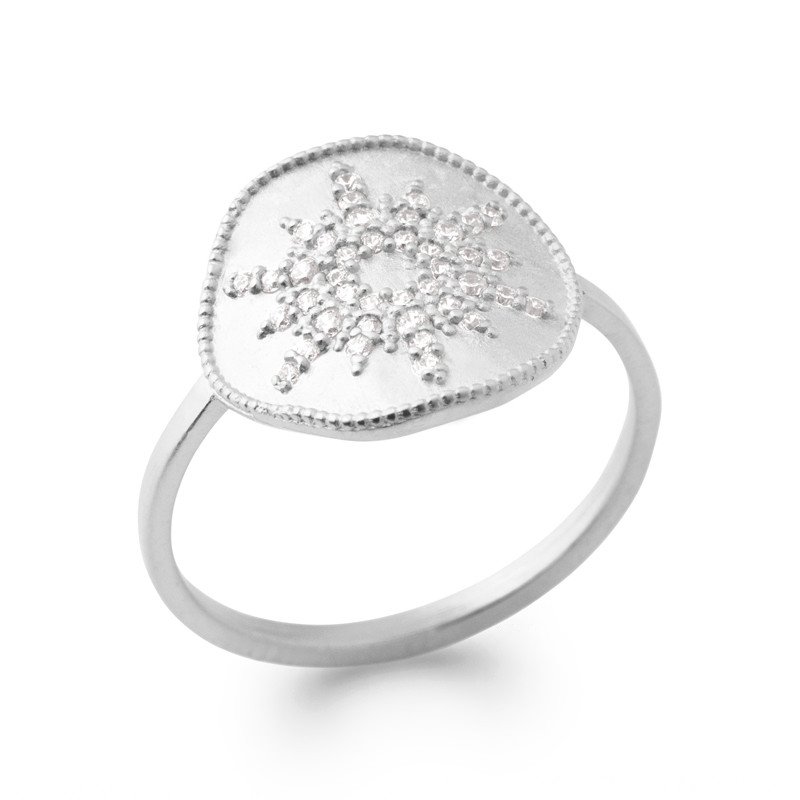 Bague Argent Rhodié Soleil Scintillant