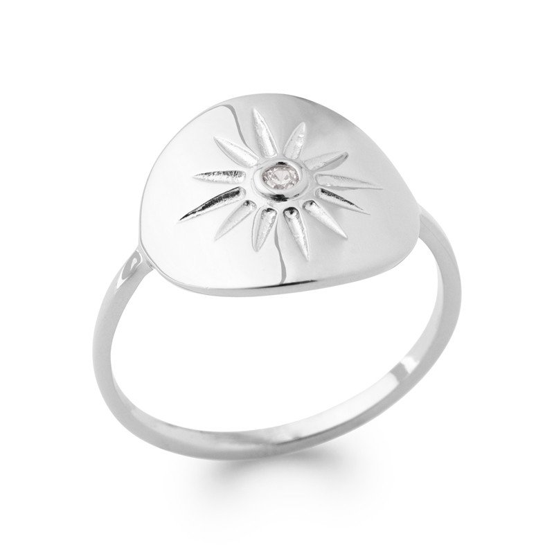 Bague Rayon de Soleil Scintillant en Argent Rhodié