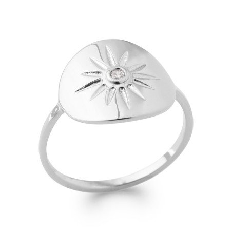 Bague Rayon de Soleil Scintillant en Argent Rhodié