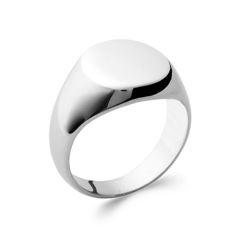 Bague Chevalière Ovale en Argent Rhodié