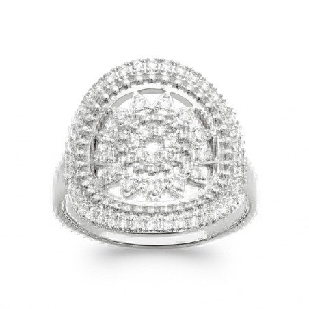 Bague Ovale Scintillante en Argent Rhodié