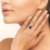 Bague Argent Rhodié Agate Noire | Bijou Élégant Kara Bijoux