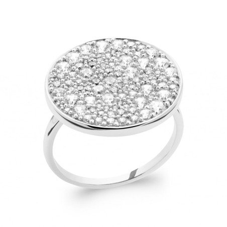 Bague Ovale Pavé Scintillant en Argent Rhodié