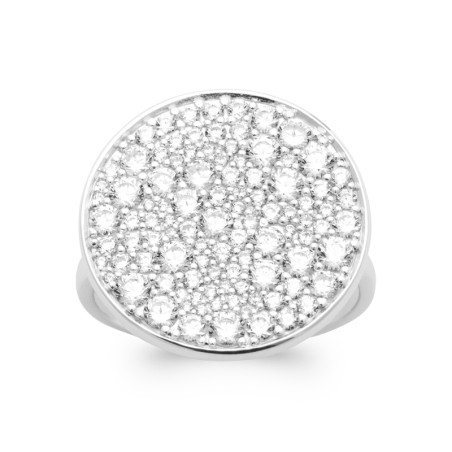 Bague Ovale Pavé Scintillant en Argent Rhodié
