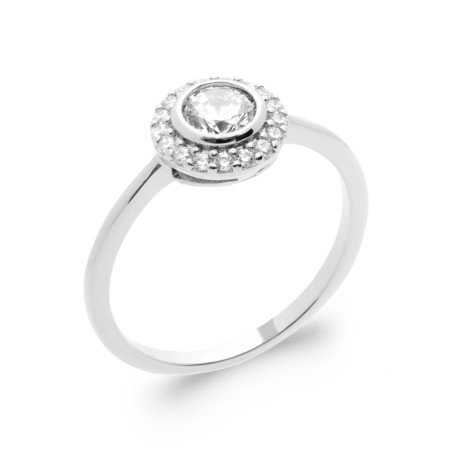 Bague Argent Rhodié Halo Scintillant