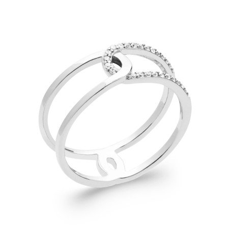 Bague Argent Rhodié Double Entrelacs Scintillants