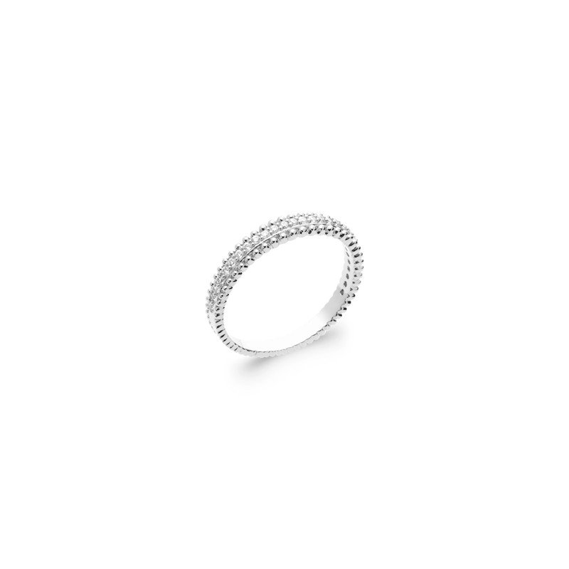 Bague Argent Rhodié Double Rang Scintillant