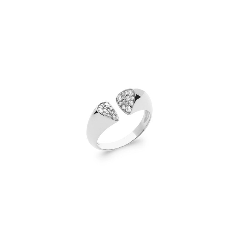 Bague Ouverte Argent Rhodié et Oxyde de Zirconium
