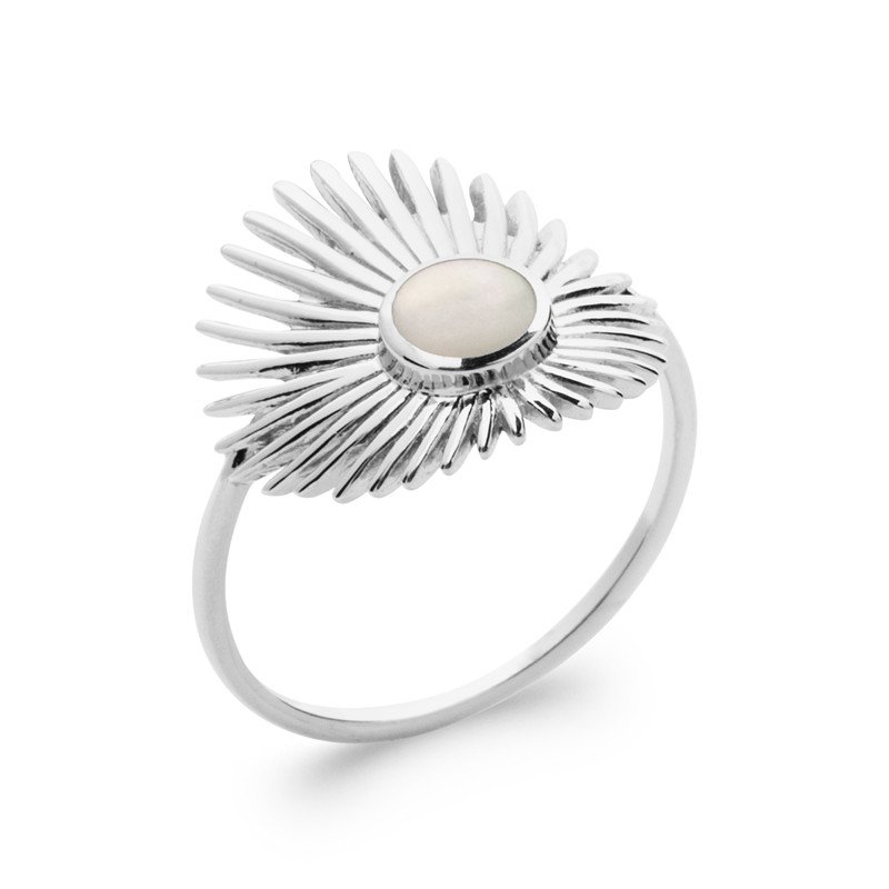 Bague Soleil Nacre Argent Rhodié