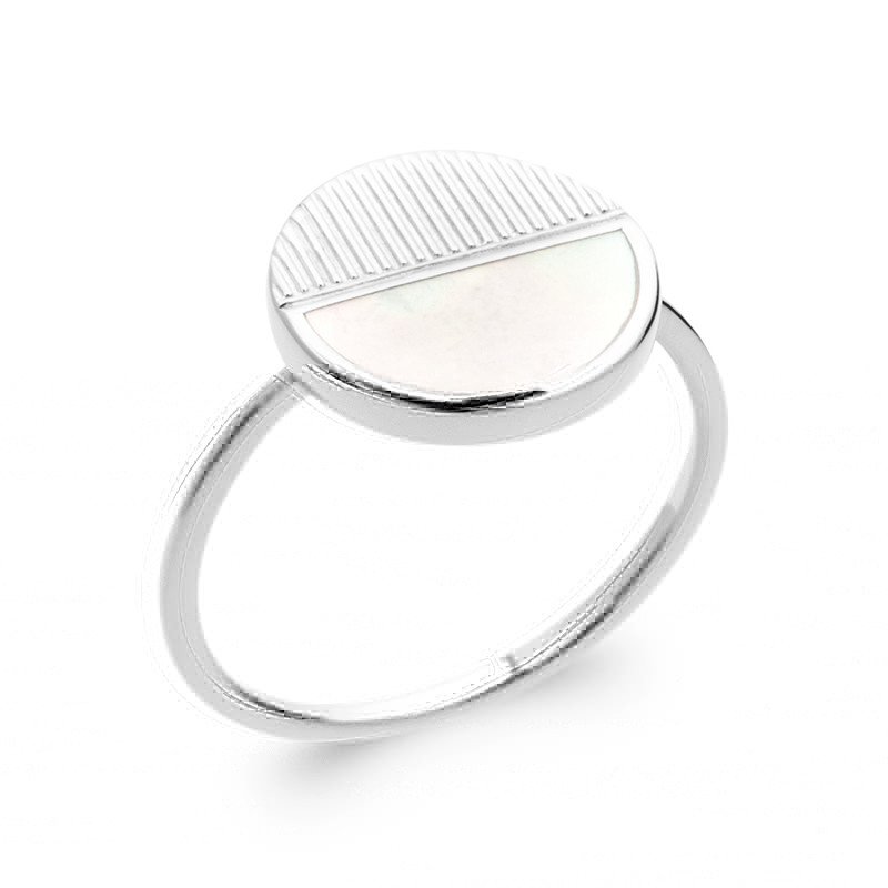 Bague Cercle Nacre et Argent Rhodié