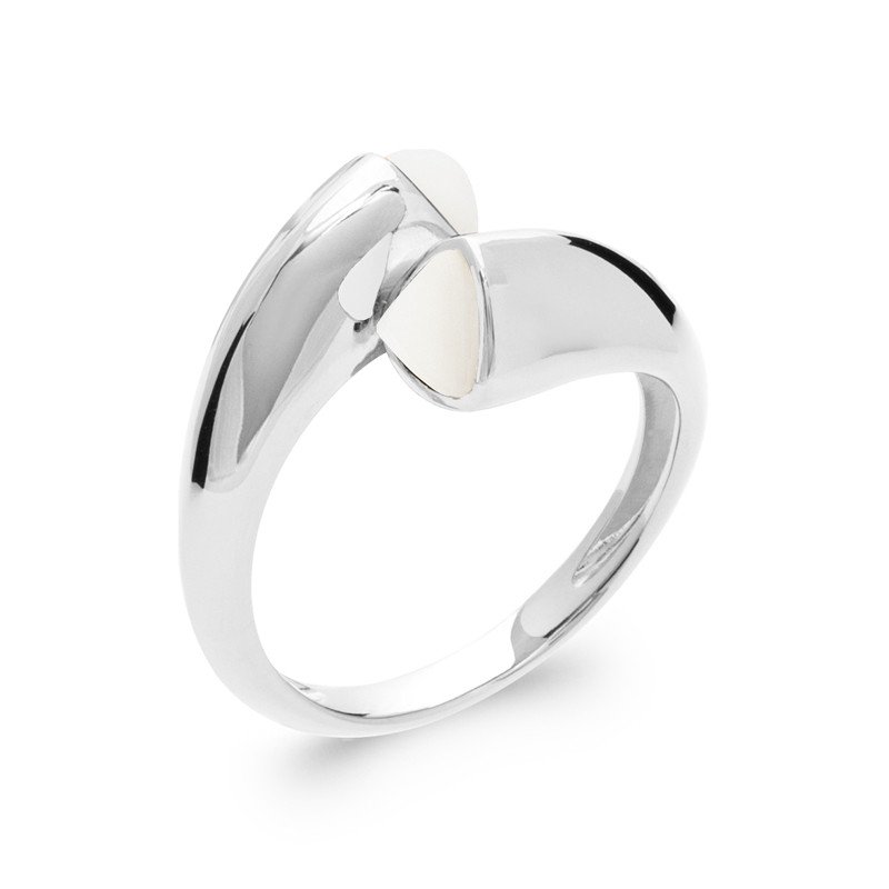 Bague Argent Rhodié et Nacre Épurée