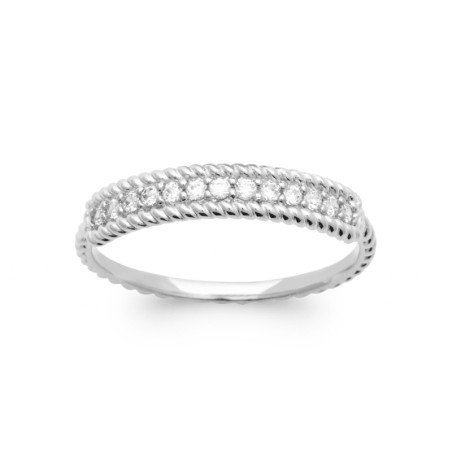 Bague Argent Rhodié Double Torsade Scintillante