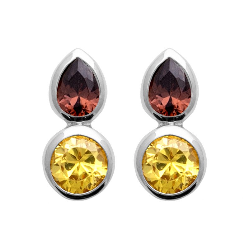Boucles d'oreilles Argent Rhodié Duo Bicolore