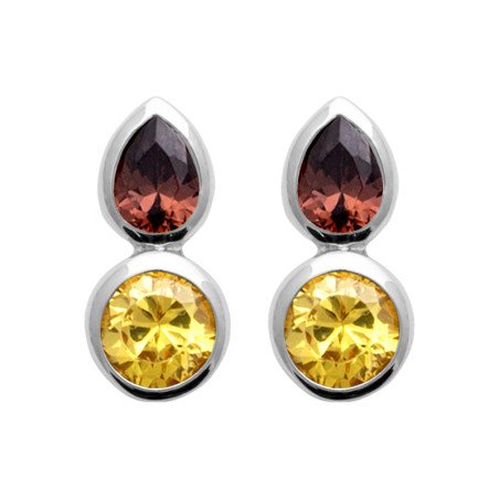Boucles d'oreilles Argent Rhodié Duo Bicolore