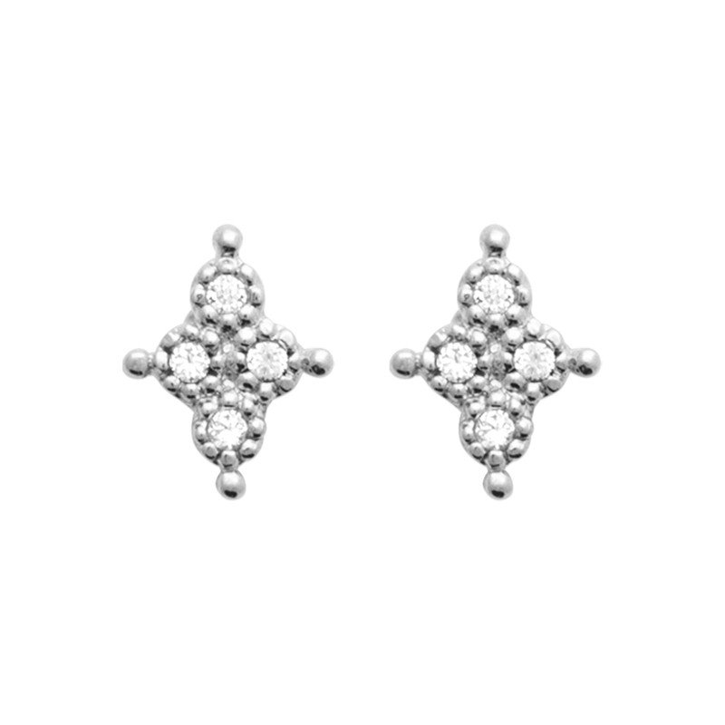 Puces d'Oreilles Étoile Scintillante Argent Rhodié