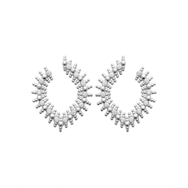 Boucles d'Oreilles Argent Rhodié Zirconium Courbes