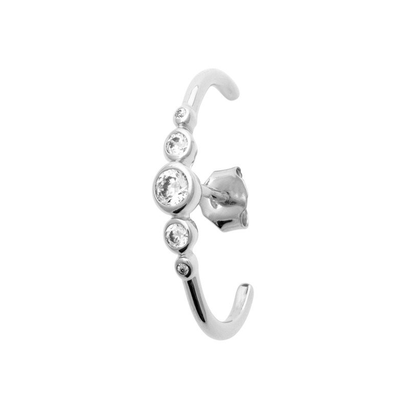 Puce d'oreille Argent Rhodié Zircons Scintillants (vendue à l'unité)