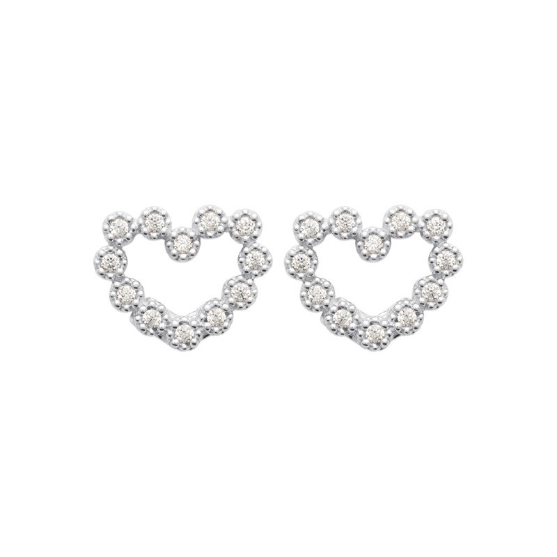 Boucles d'Oreilles Cœurs Scintillants en Argent Rhodié