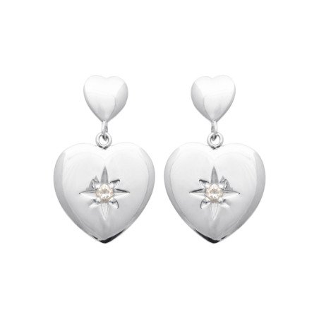 Boucles d'oreilles Cœurs Scintillants en Argent Rhodié