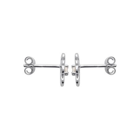 Puces d'Oreilles Trèfle Argent Rhodié Zirconium