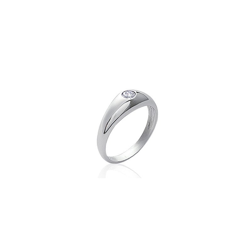 Bague Solitaire Argent Rhodié et Oxyde de Zirconium