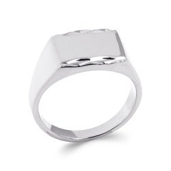 Bague Chevalière Argent Rhodié Facettes - Kara Bijoux