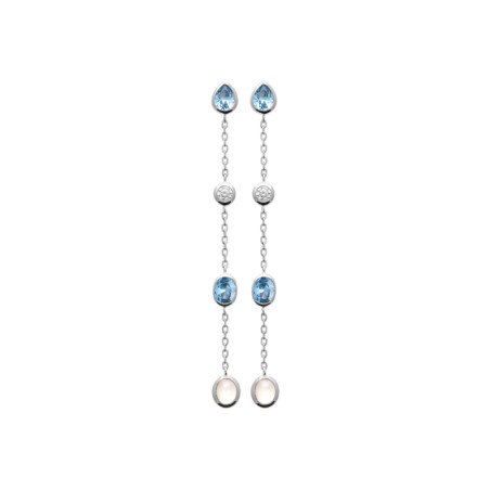 Boucles d'Oreilles Pendantes Argent Rhodié & Pierres Multicolores
